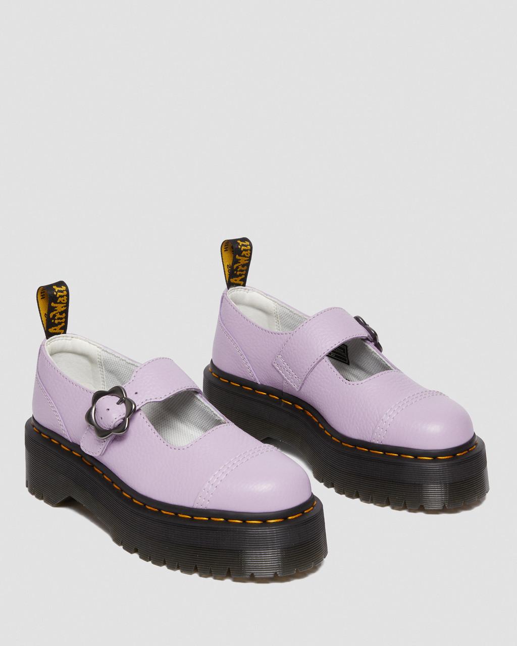 Dámské Boty Na Platformy Dr Martens Addina Flower Buckle Leather Fialové | 23174663