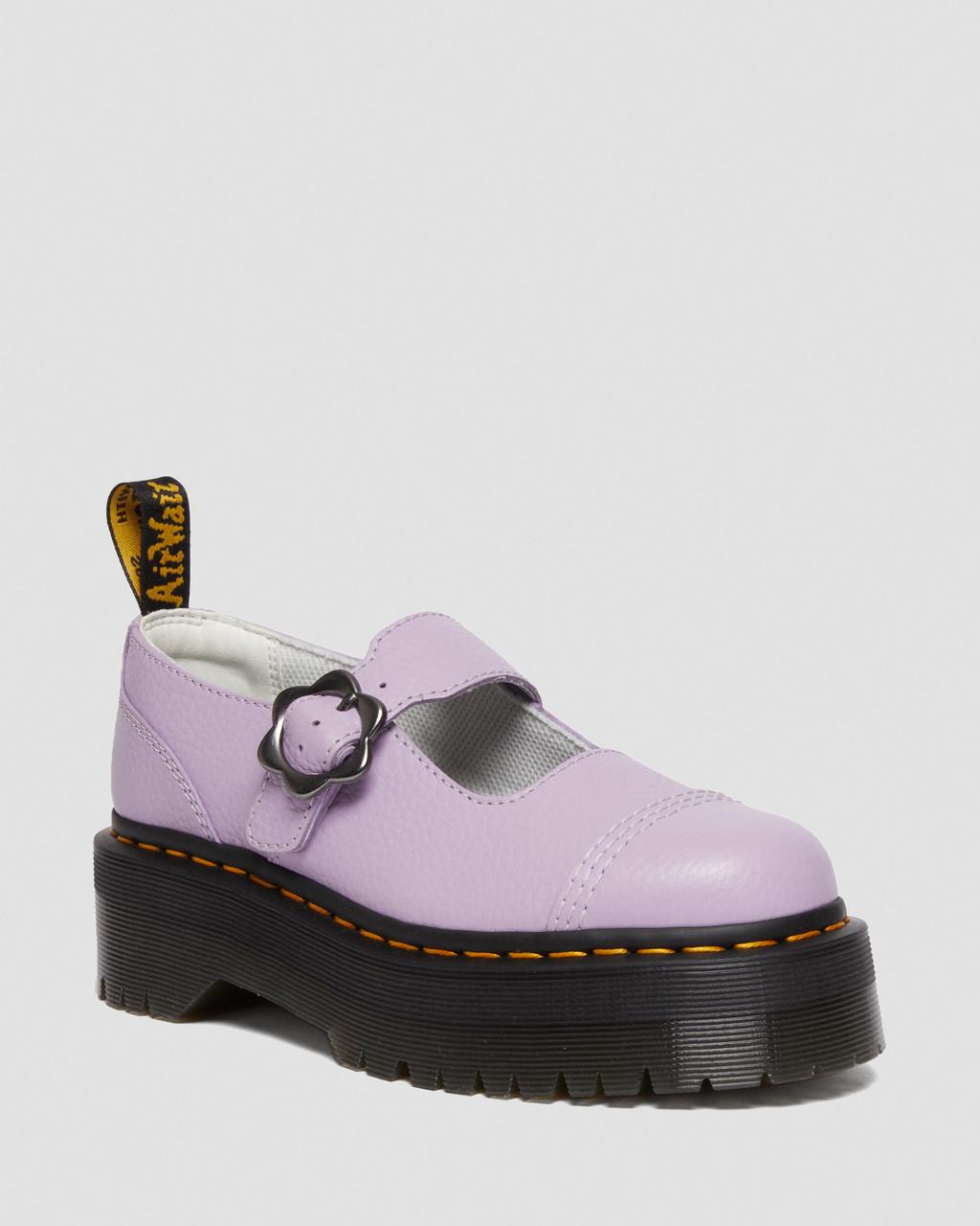 Dámské Boty Na Platformy Dr Martens Addina Flower Buckle Leather Fialové | 23174663