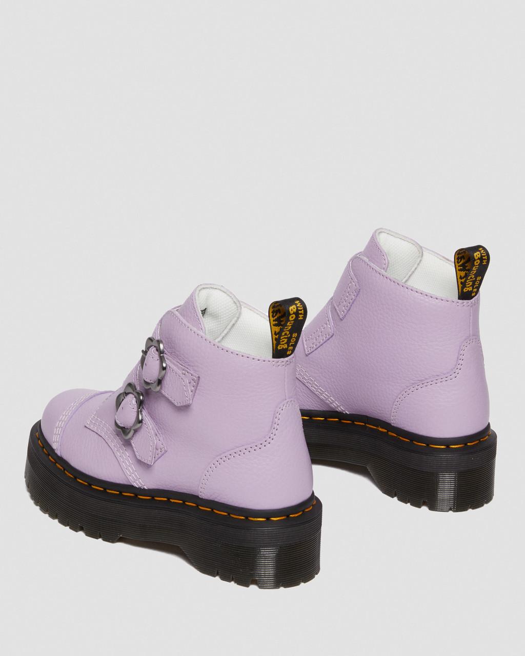 Dámské Boty na Platformy Dr Martens Devon Flower Buckle Leather Fialové | 89641021