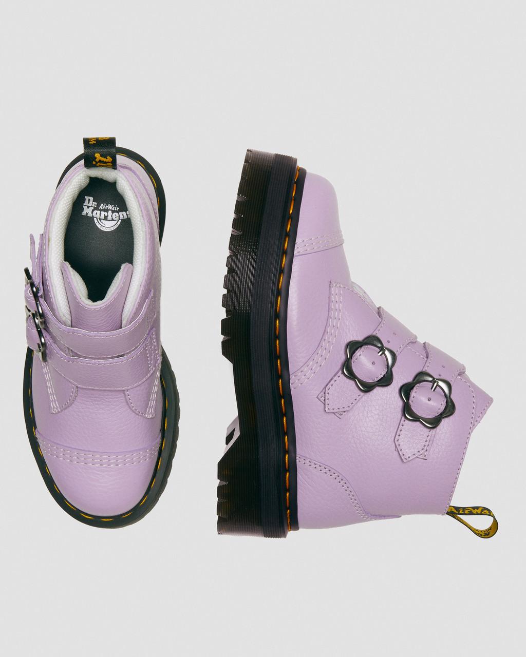 Dámské Boty na Platformy Dr Martens Devon Flower Buckle Leather Fialové | 89641021
