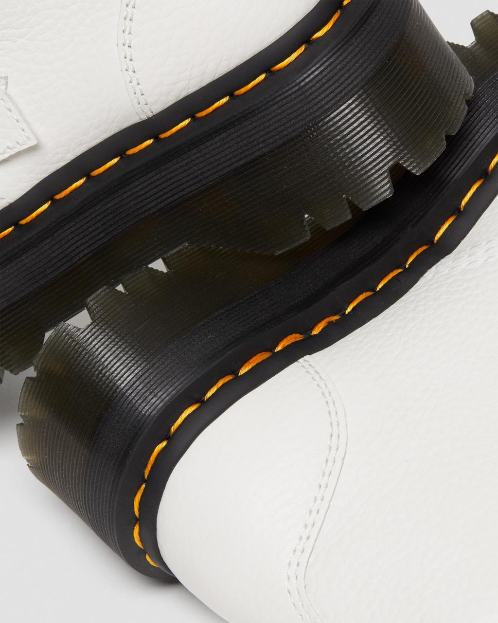 Dámské Boty na Platformy Dr Martens Devon Flower Buckle Leather Bílé | 94030686