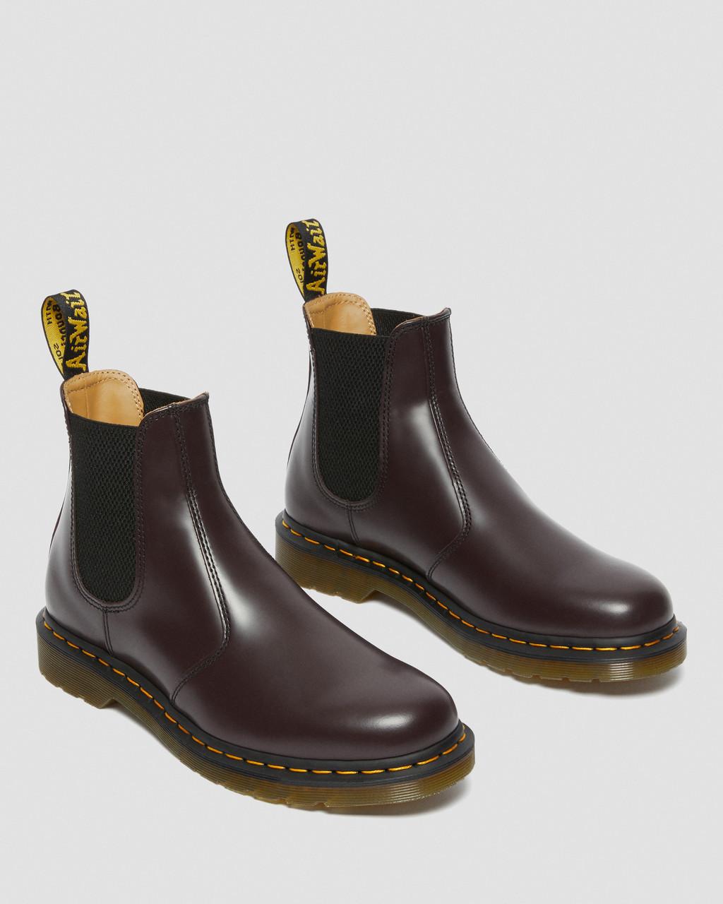 Dámské Chelsea Boty Dr Martens 2976 Yellow Stitch Smooth Leather Vínové | 35040517