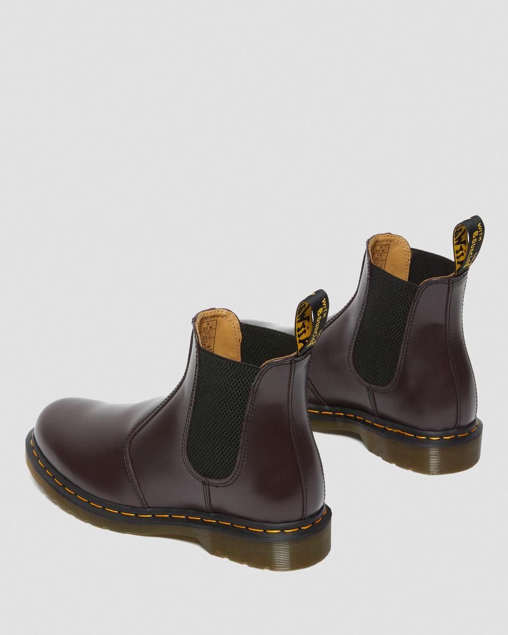 Dámské Chelsea Boty Dr Martens 2976 Yellow Stitch Smooth Leather Vínové | 35040517