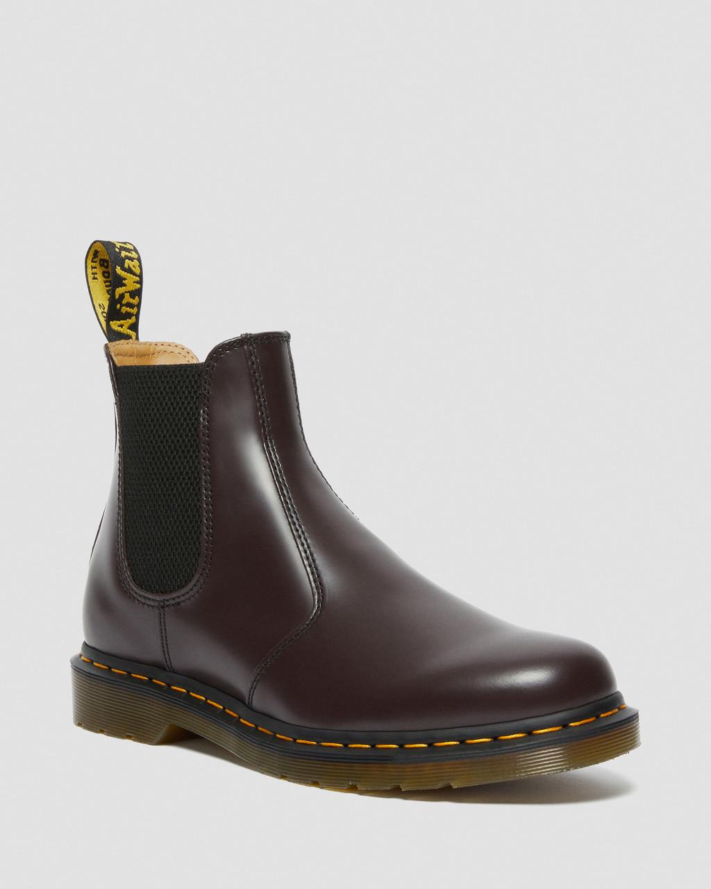 Dámské Chelsea Boty Dr Martens 2976 Yellow Stitch Smooth Leather Vínové | 35040517