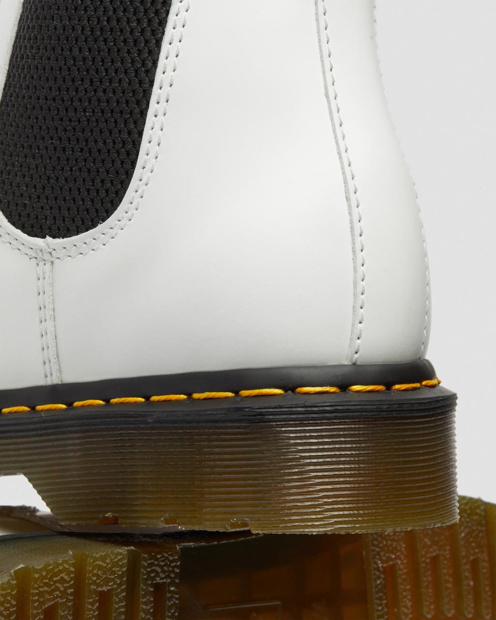 Dámské Chelsea Boty Dr Martens 2976 Yellow Stitch Smooth Leather Bílé | 84486963
