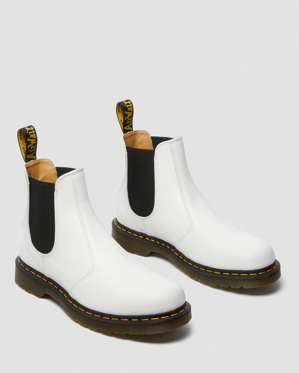 Dámské Chelsea Boty Dr Martens 2976 Yellow Stitch Smooth Leather Bílé | 84486963