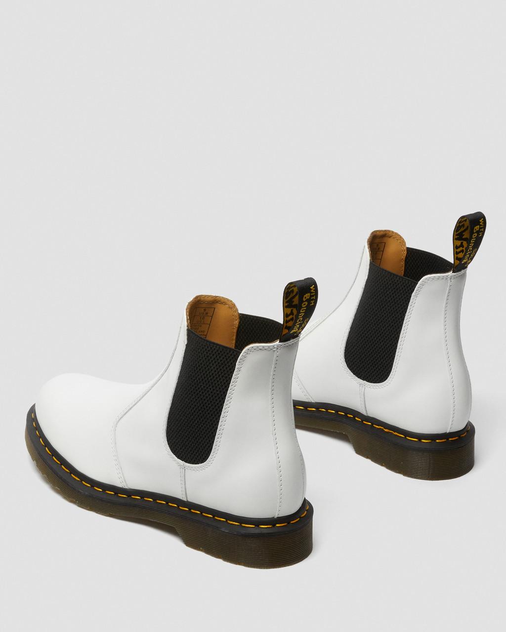 Dámské Chelsea Boty Dr Martens 2976 Yellow Stitch Smooth Leather Bílé | 84486963