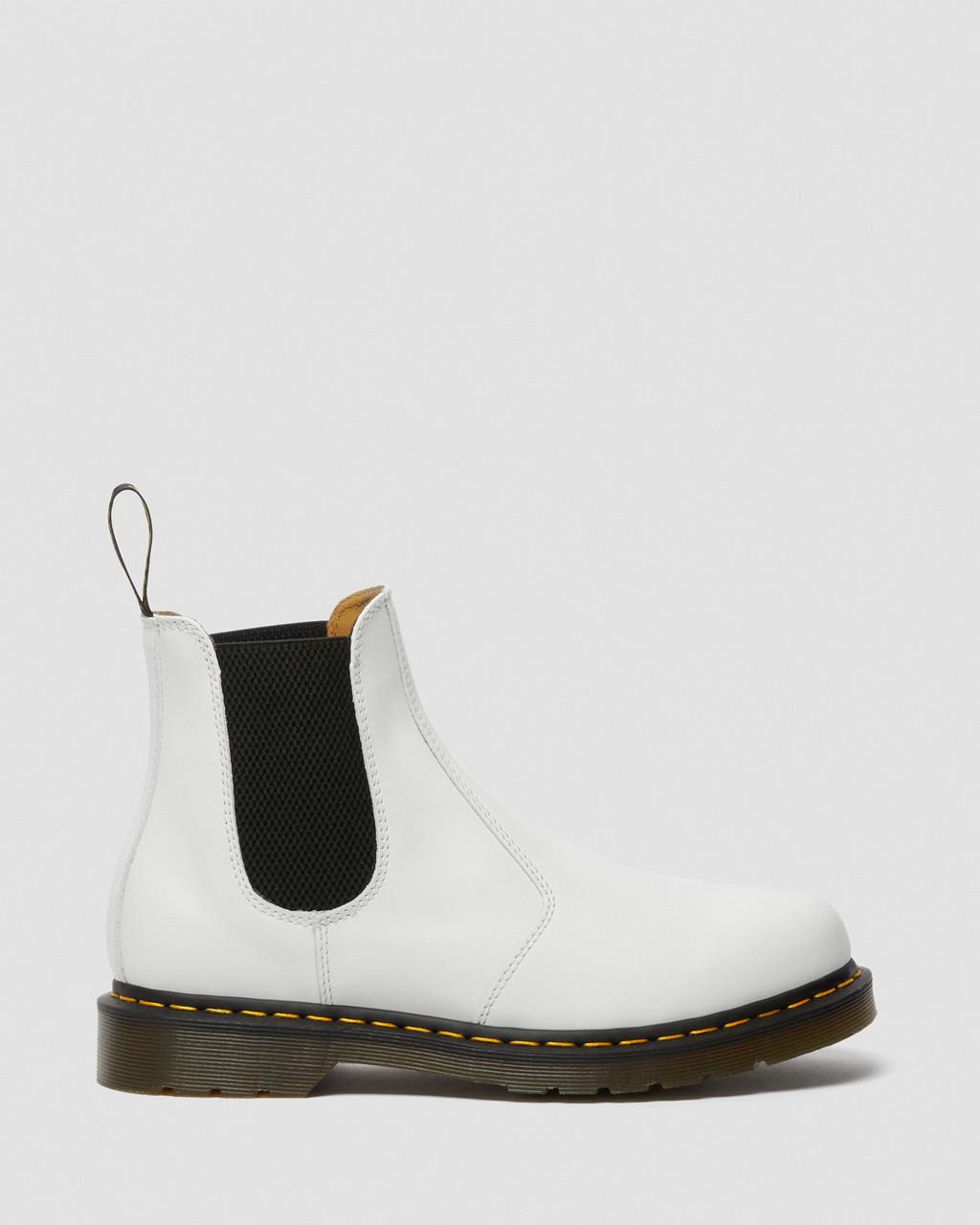 Dámské Chelsea Boty Dr Martens 2976 Yellow Stitch Smooth Leather Bílé | 84486963
