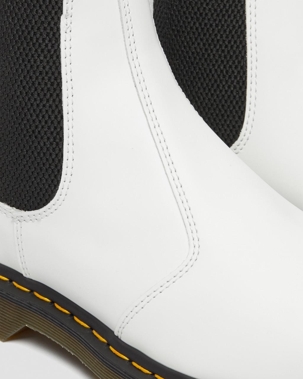 Dámské Chelsea Boty Dr Martens 2976 Yellow Stitch Smooth Leather Bílé | 84486963