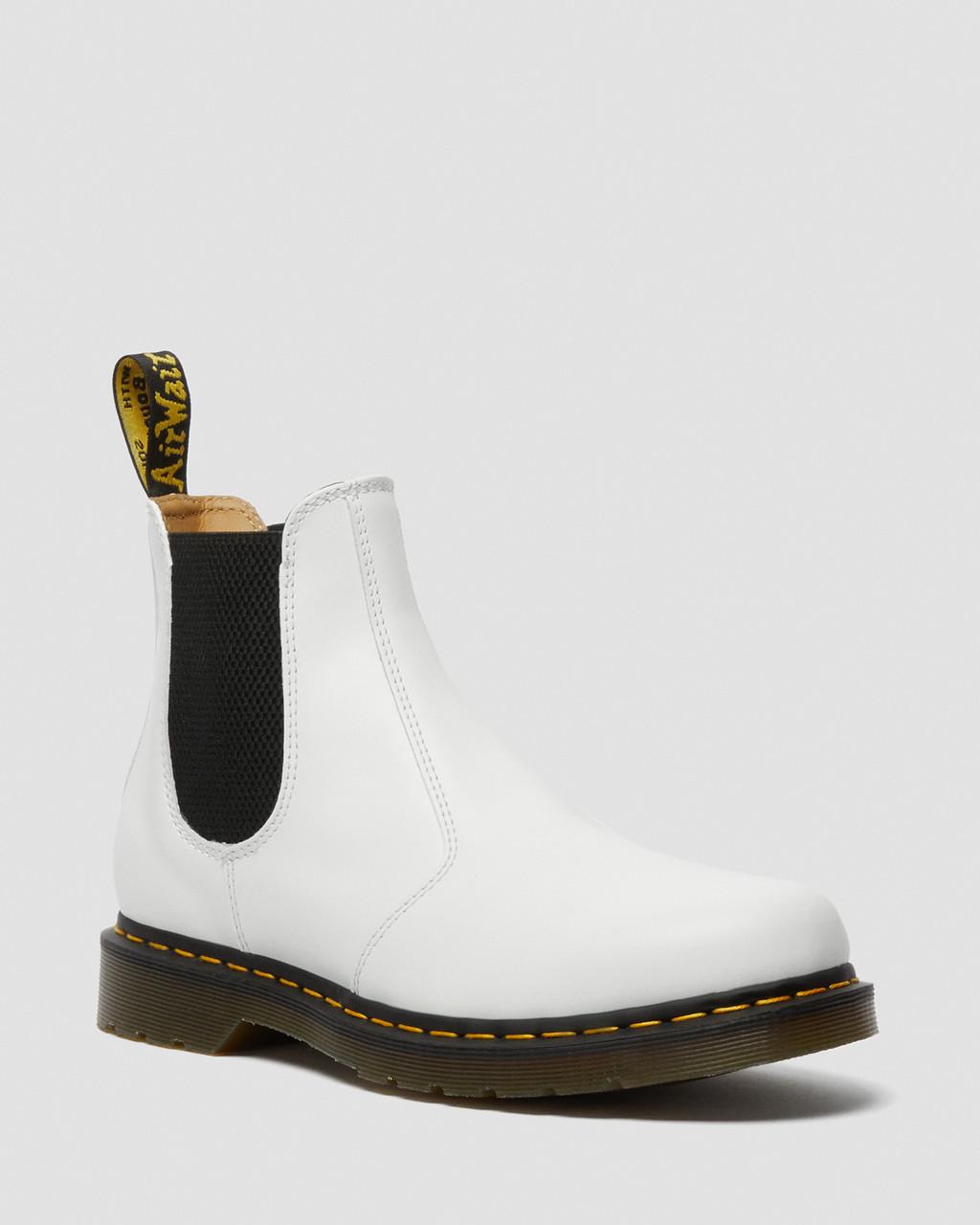 Dámské Chelsea Boty Dr Martens 2976 Yellow Stitch Smooth Leather Bílé | 84486963