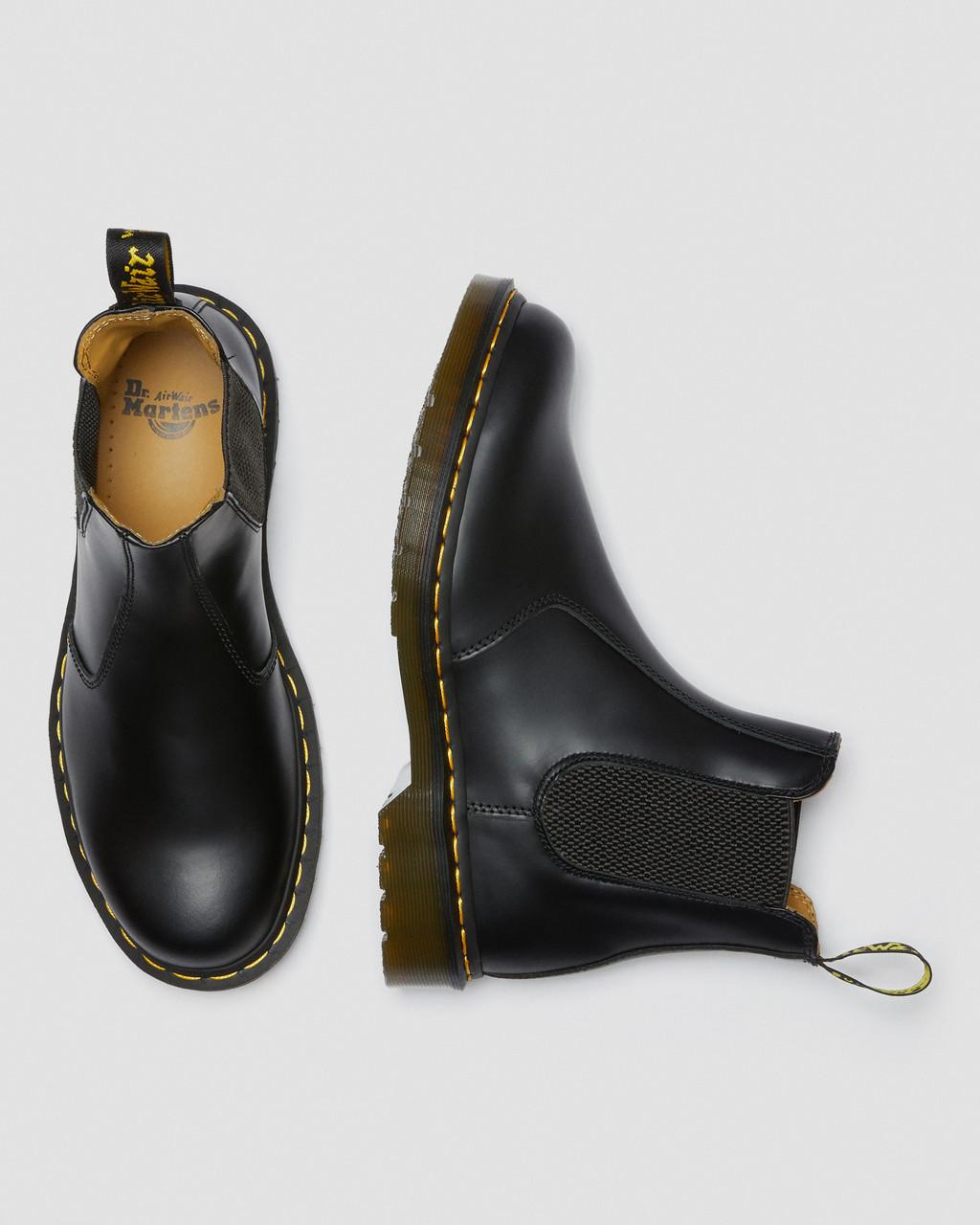 Dámské Chelsea Boty Dr Martens 2976 Yellow Stitch Smooth Leather Černé | 29468388