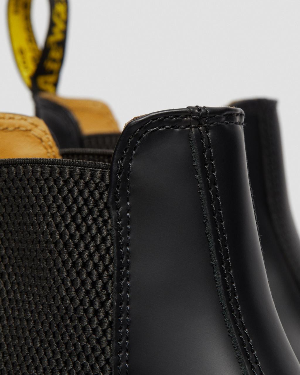 Dámské Chelsea Boty Dr Martens 2976 Yellow Stitch Smooth Leather Černé | 29468388