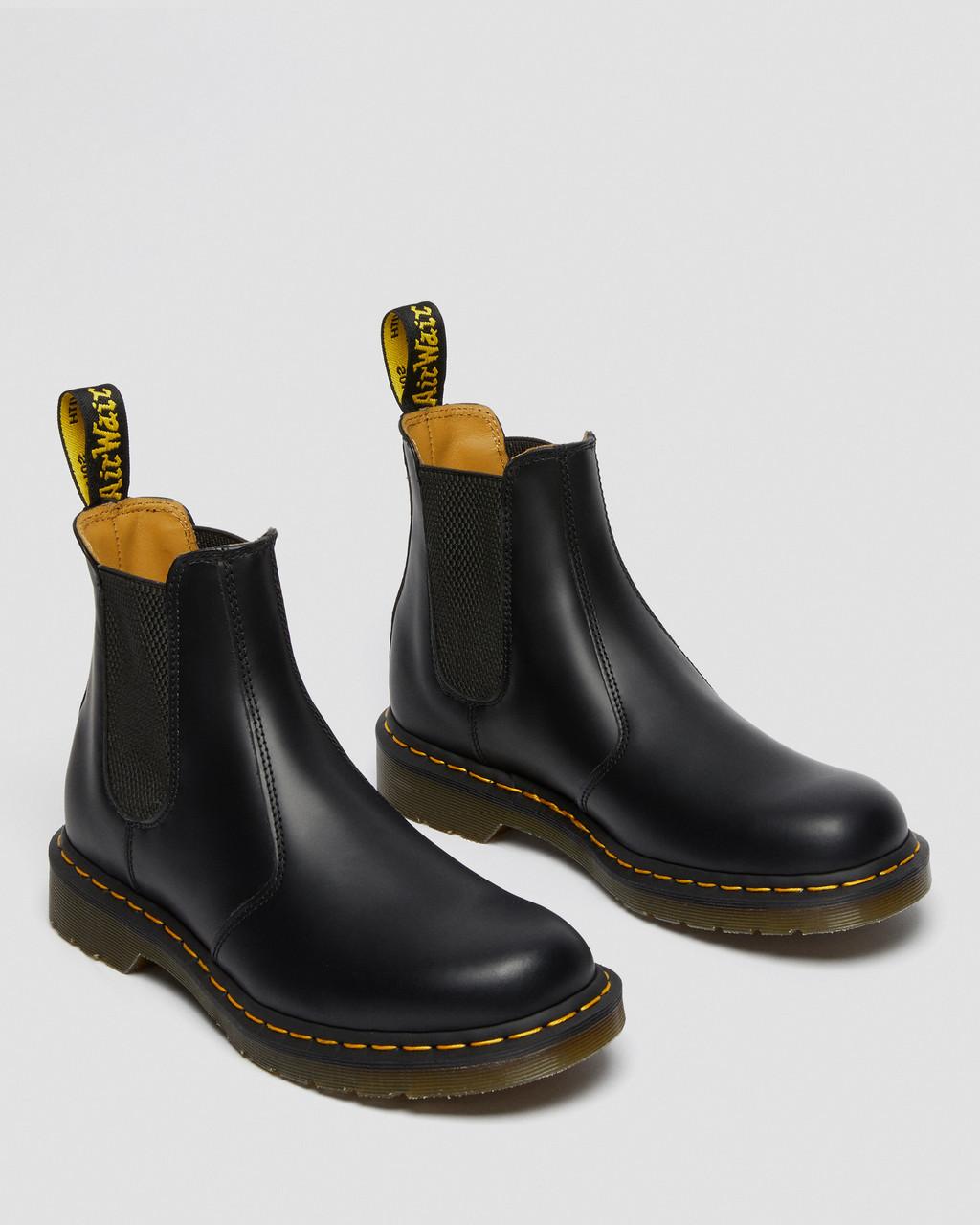 Dámské Chelsea Boty Dr Martens 2976 Yellow Stitch Smooth Leather Černé | 29468388