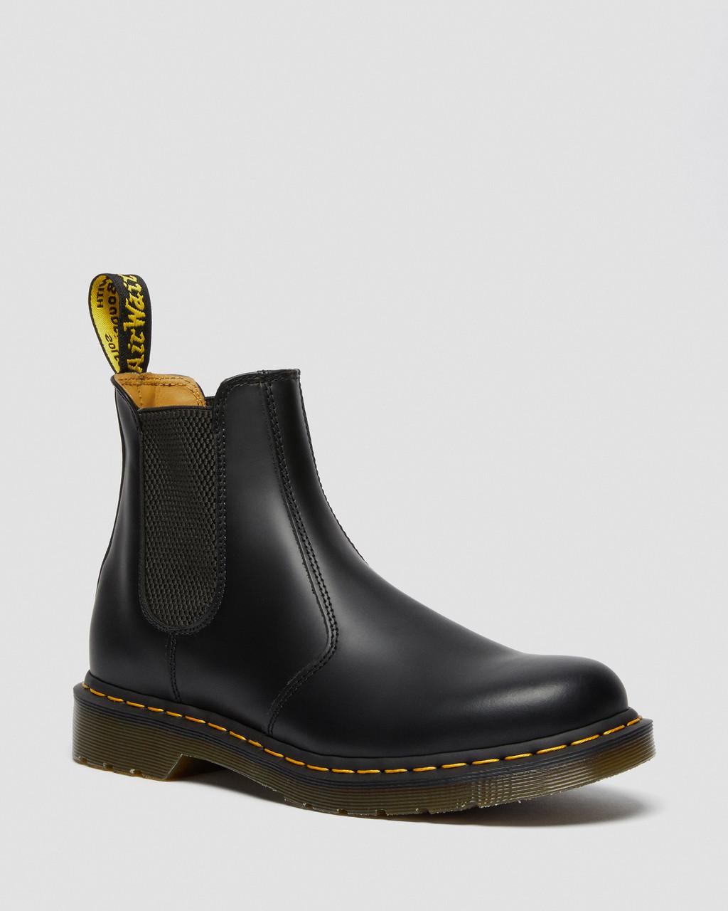 Dámské Chelsea Boty Dr Martens 2976 Yellow Stitch Smooth Leather Černé | 29468388