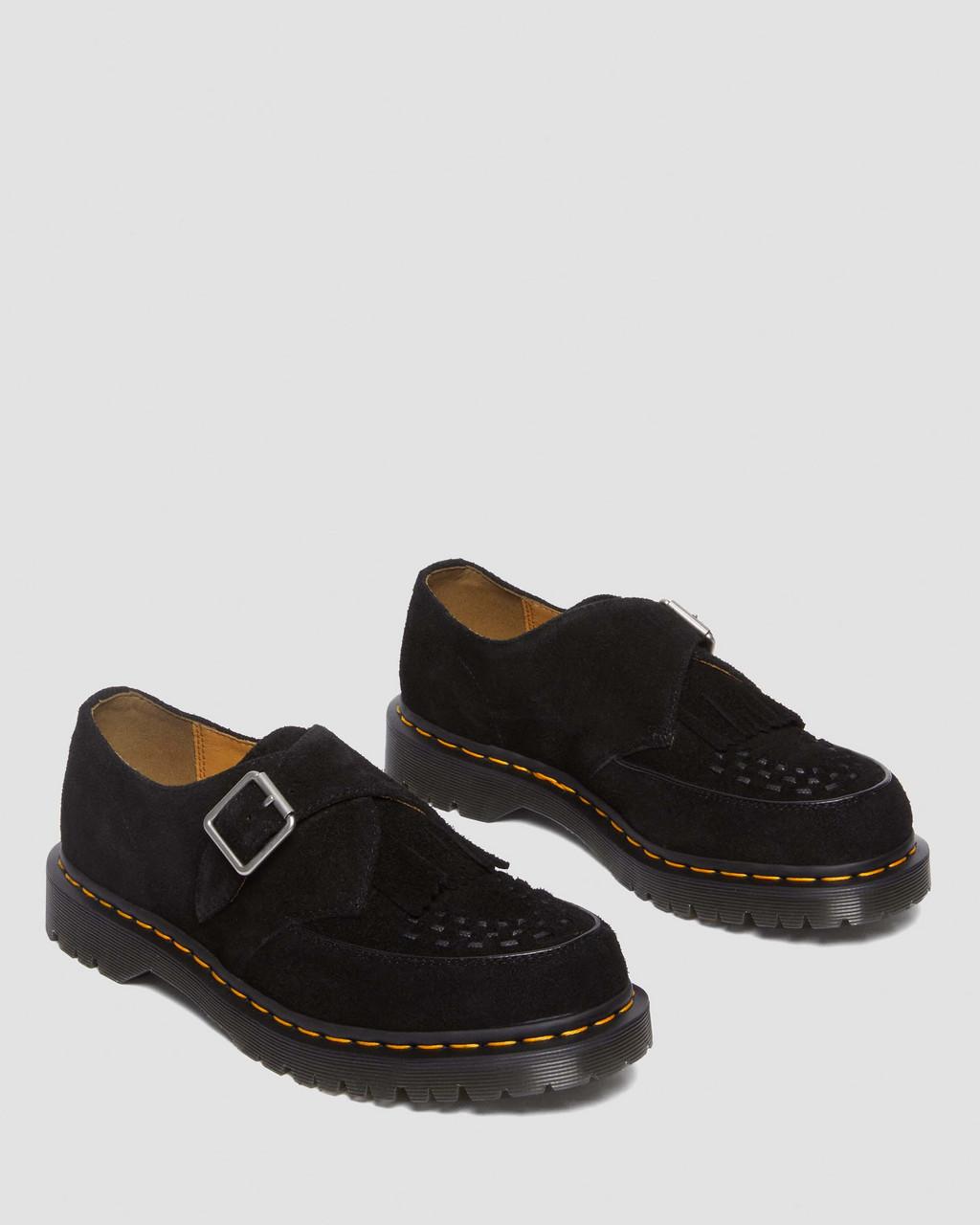 Dámské Creepers Boty Dr Martens Ramsey Suede Kiltie Buckle Černé | 74456447