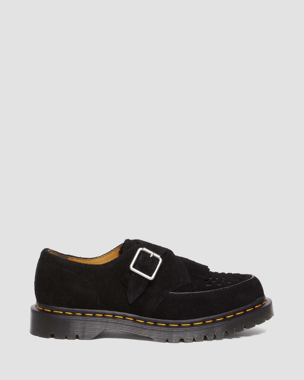 Dámské Creepers Boty Dr Martens Ramsey Suede Kiltie Buckle Černé | 74456447