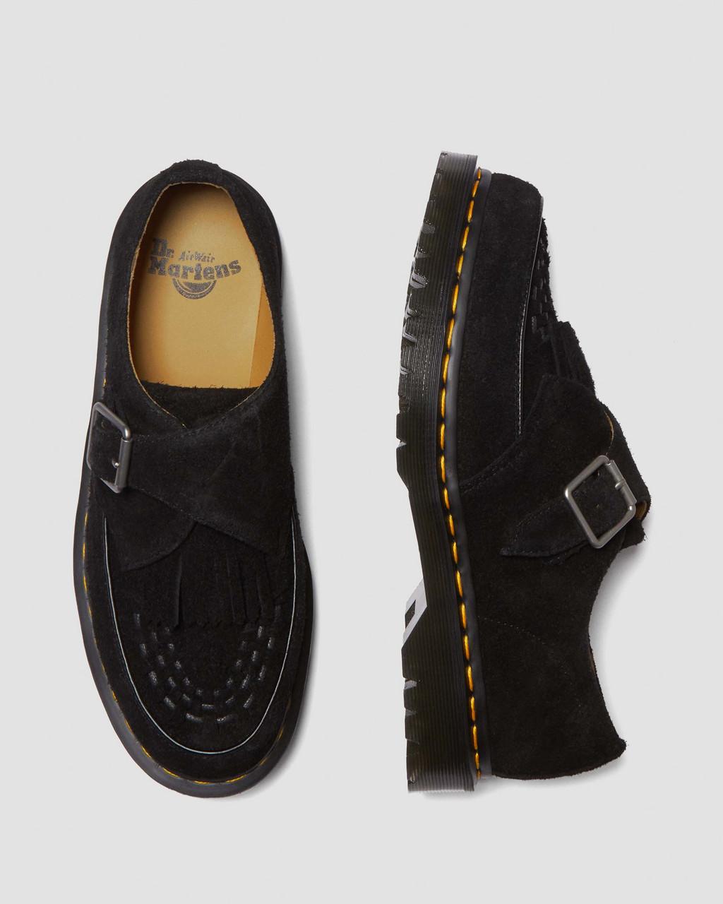 Dámské Creepers Boty Dr Martens Ramsey Suede Kiltie Buckle Černé | 74456447