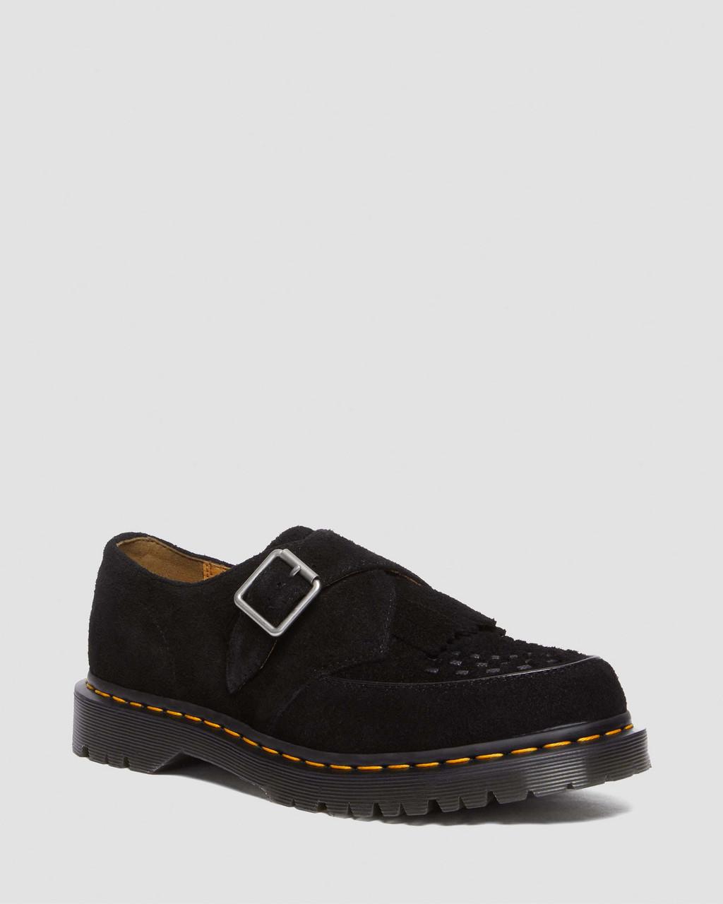 Dámské Creepers Boty Dr Martens Ramsey Suede Kiltie Buckle Černé | 74456447