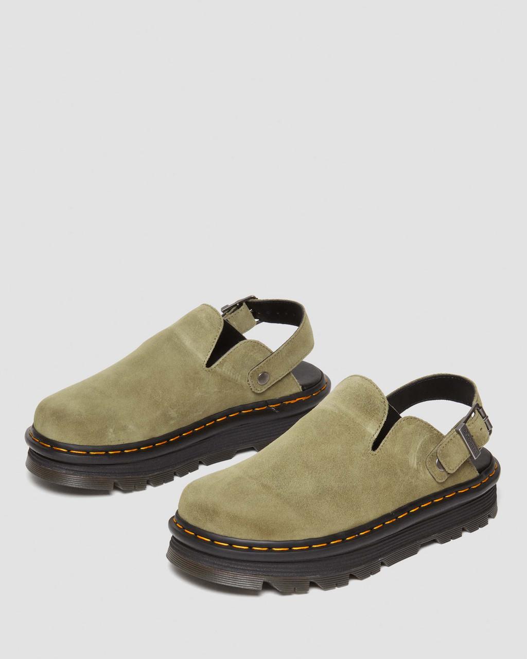 Dámské Mules Dr Martens Zebzag Suede Slingback Platform Olivy Zelené | 89969784