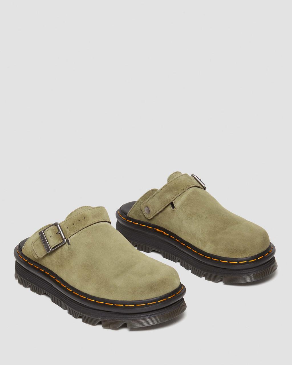 Dámské Mules Dr Martens Zebzag Suede Slingback Platform Olivy Zelené | 89969784