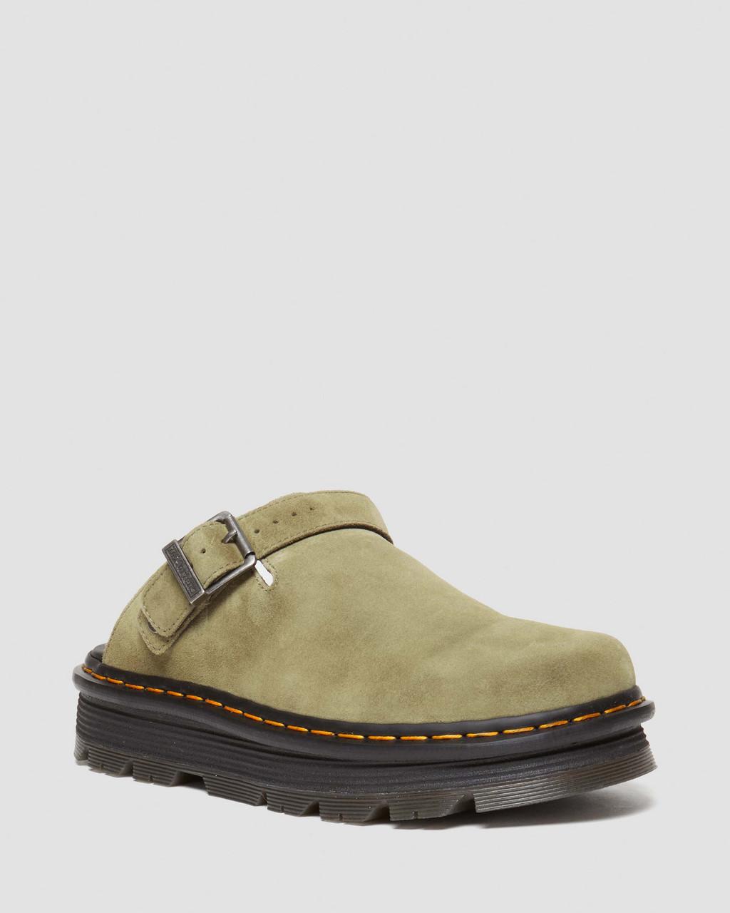 Dámské Mules Dr Martens Zebzag Suede Slingback Platform Olivy Zelené | 89969784