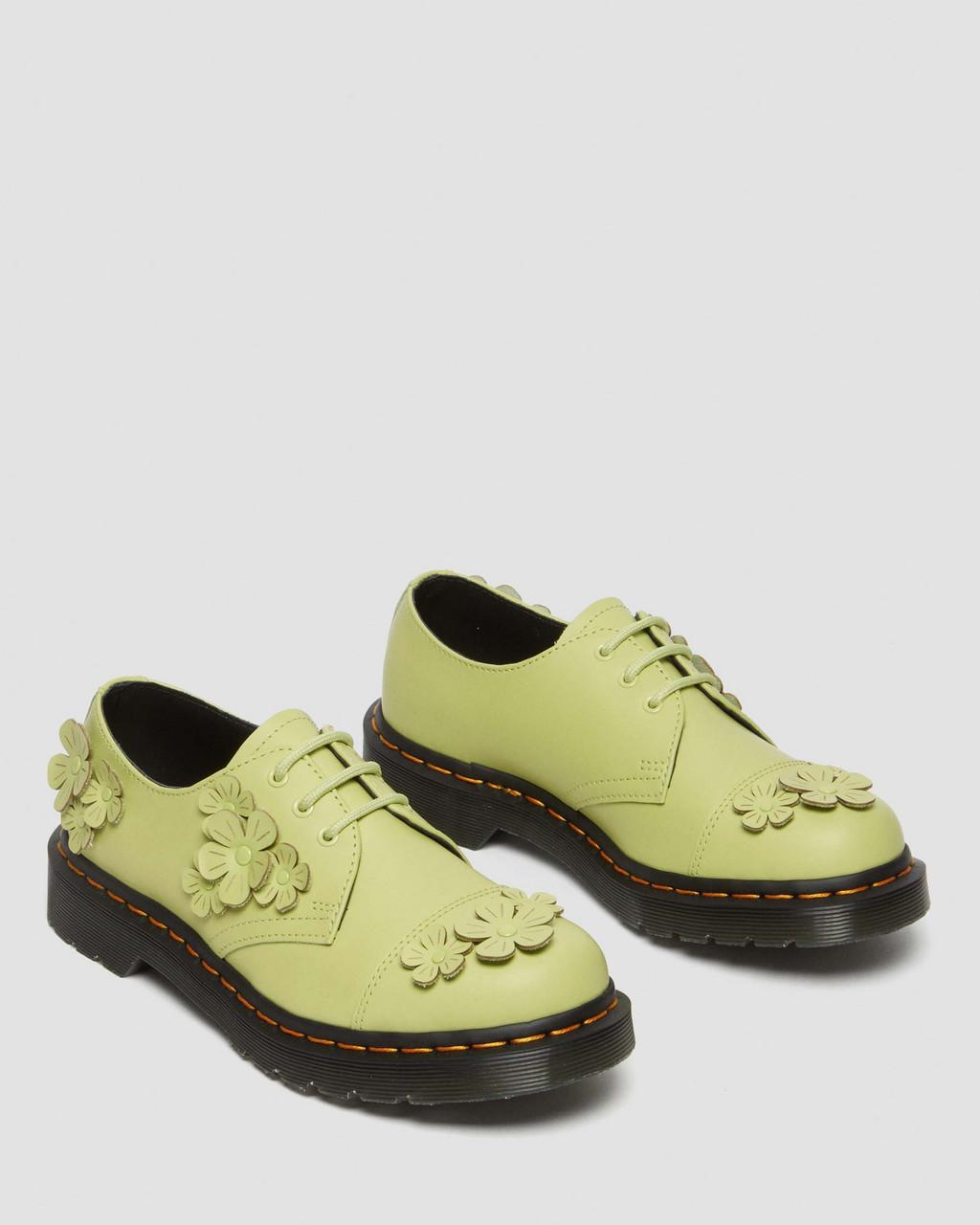 Dámské Oxfordky Dr Martens 1461 Flower Applique Leather Zelene | 35390252