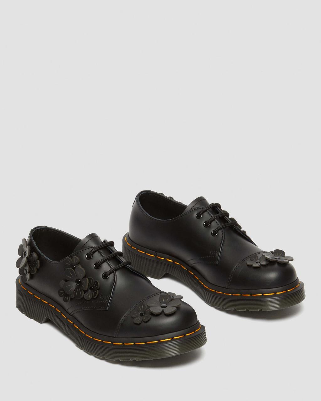 Dámské Oxfordky Dr Martens 1461 Flower Applique Leather Černé | 23897025