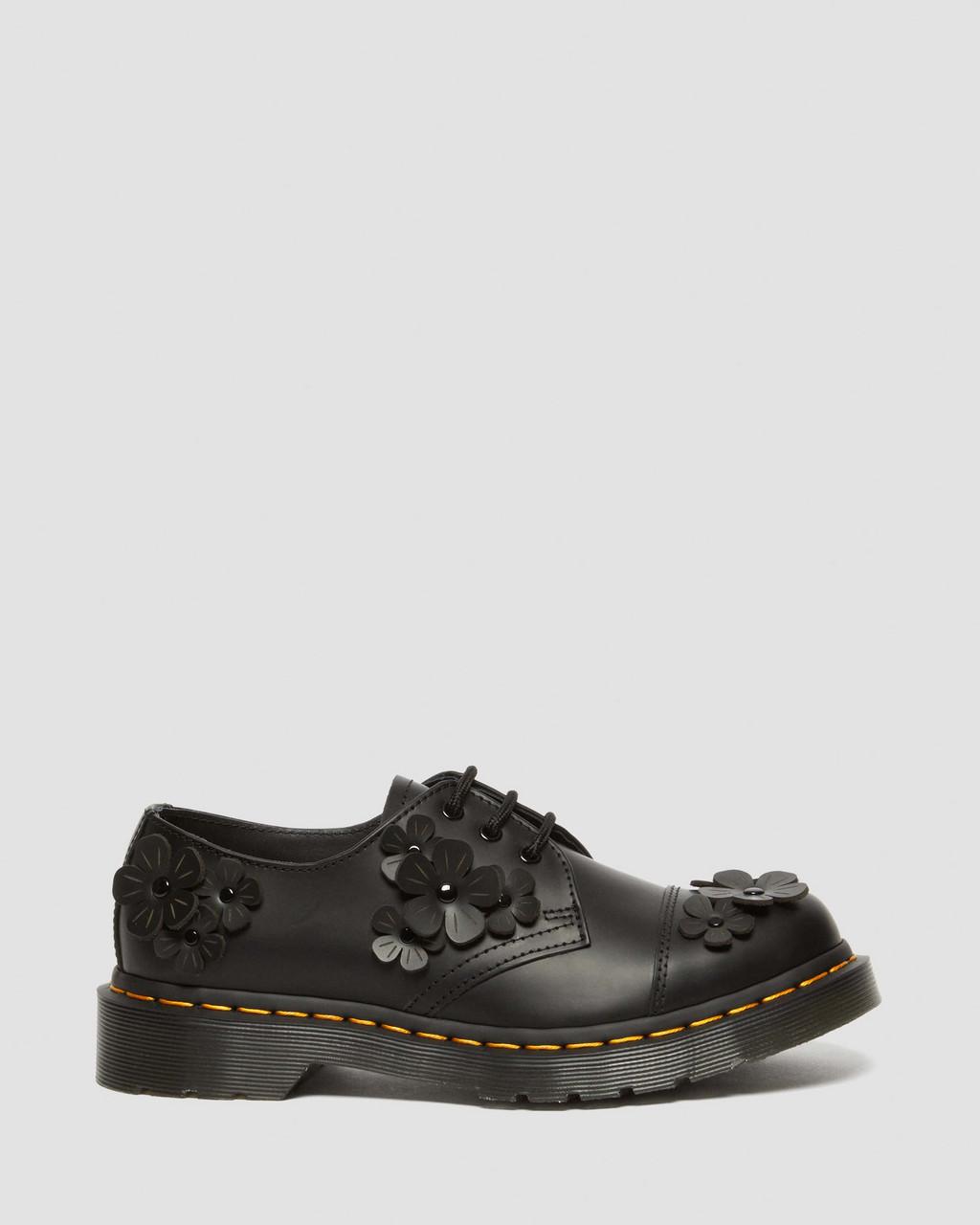 Dámské Oxfordky Dr Martens 1461 Flower Applique Leather Černé | 23897025