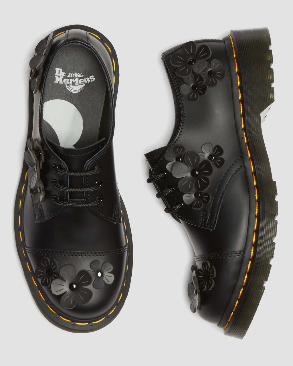 Dámské Oxfordky Dr Martens 1461 Flower Applique Leather Černé | 23897025