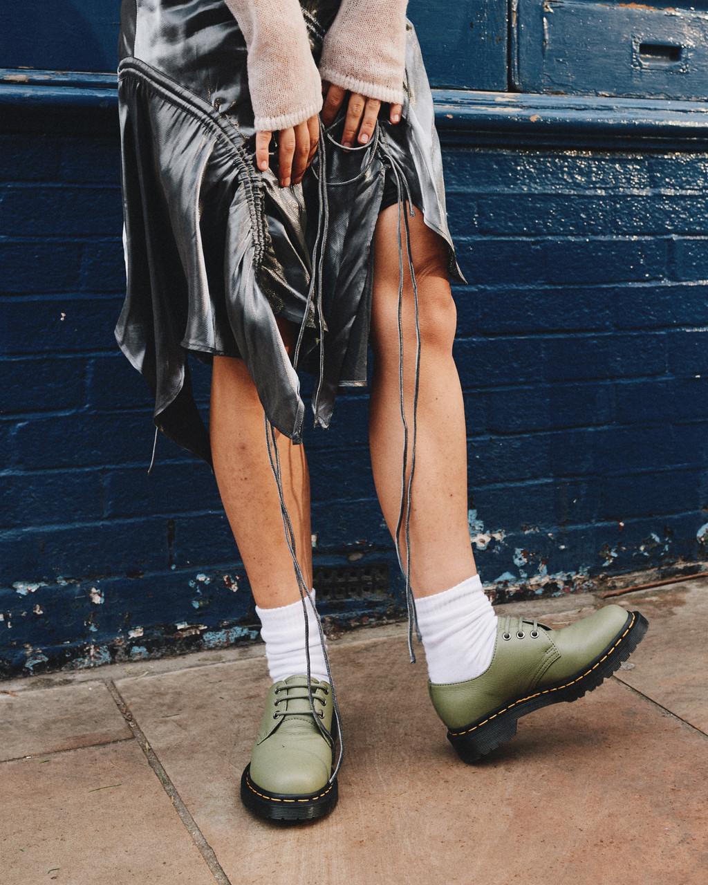 Dámské Oxfordky Dr Martens 1461 Virginia Leather Olivy Zelené | 57308711
