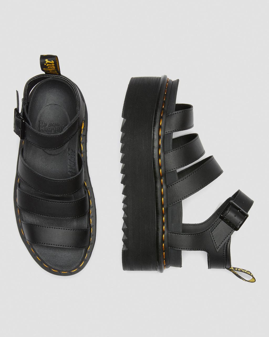 Dámské Sandály Dr Martens Blaire Hydro Leather Platform Strap Černé | 47340164