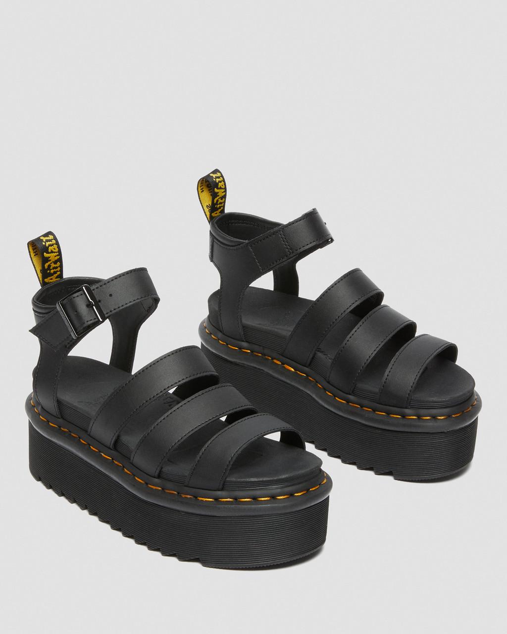 Dámské Sandály Dr Martens Blaire Hydro Leather Platform Strap Černé | 47340164