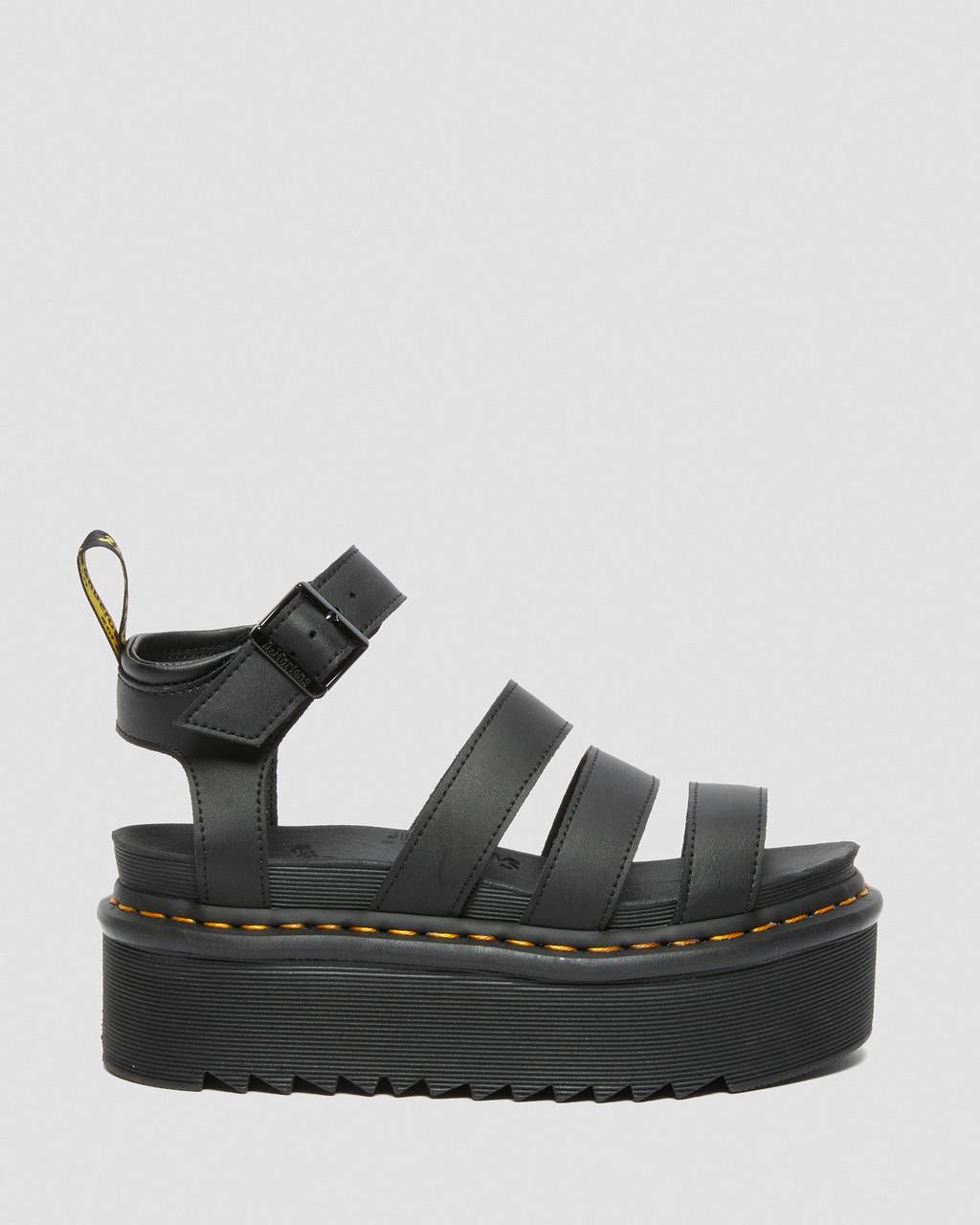 Dámské Sandály Dr Martens Blaire Hydro Leather Platform Strap Černé | 47340164