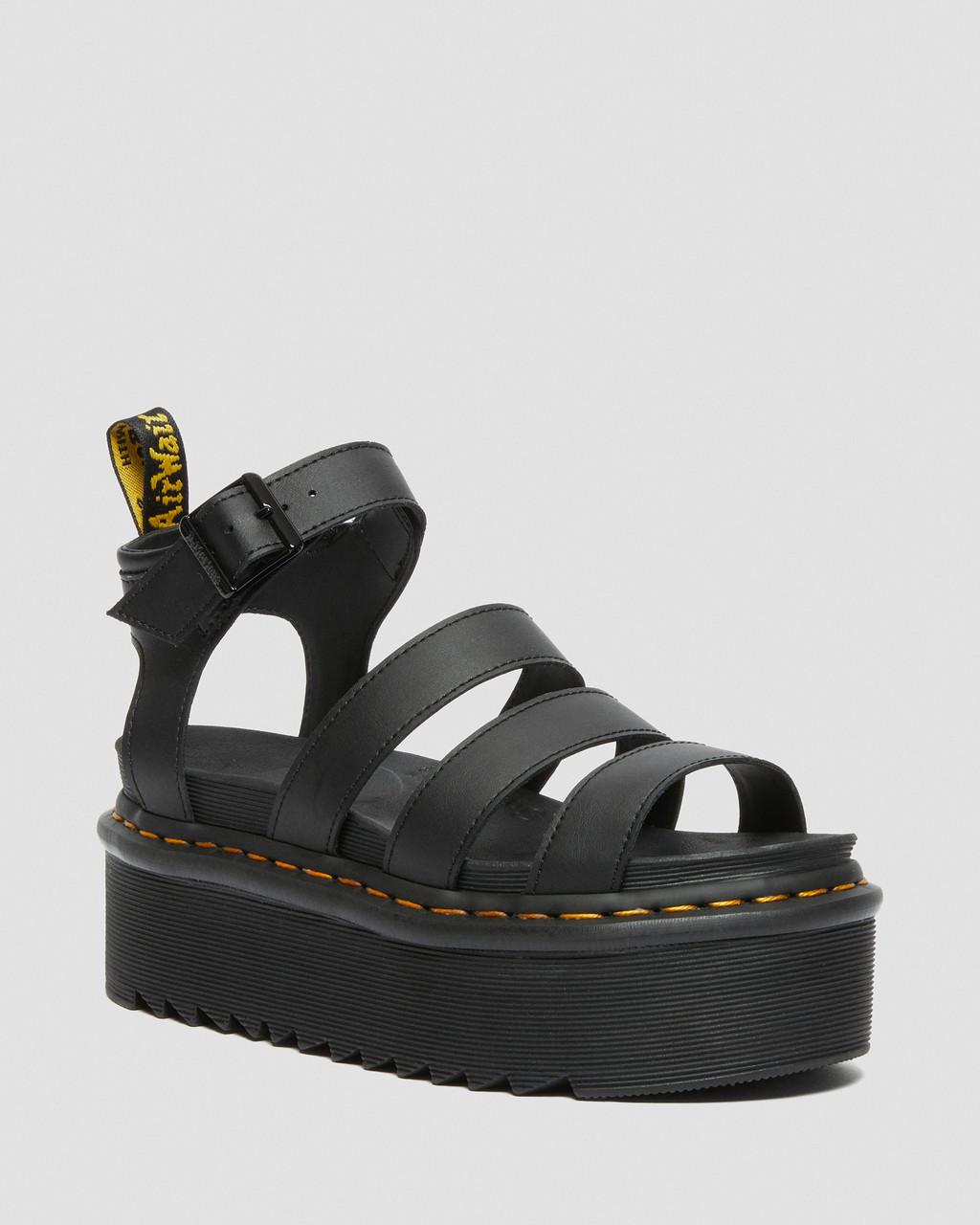 Dámské Sandály Dr Martens Blaire Hydro Leather Platform Strap Černé | 47340164