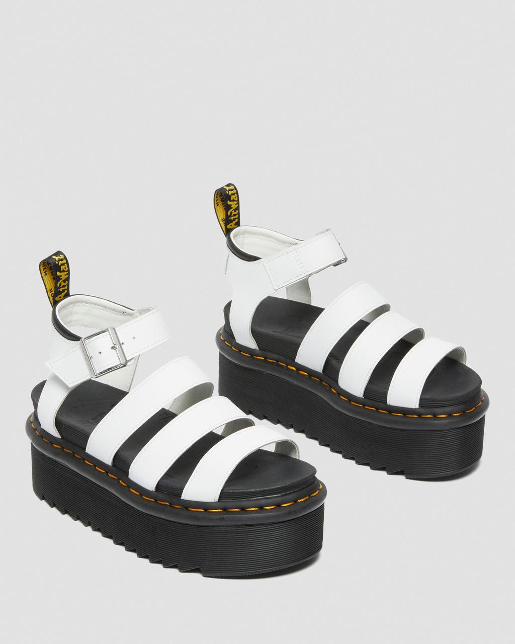 Dámské Sandály Dr Martens Blaire Hydro Leather Platform Strap Bílé | 23725913