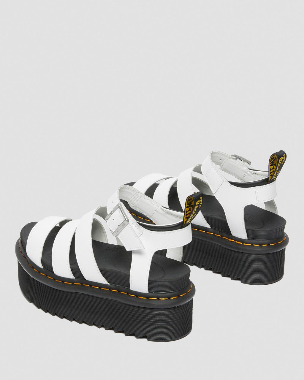 Dámské Sandály Dr Martens Blaire Hydro Leather Platform Strap Bílé | 23725913