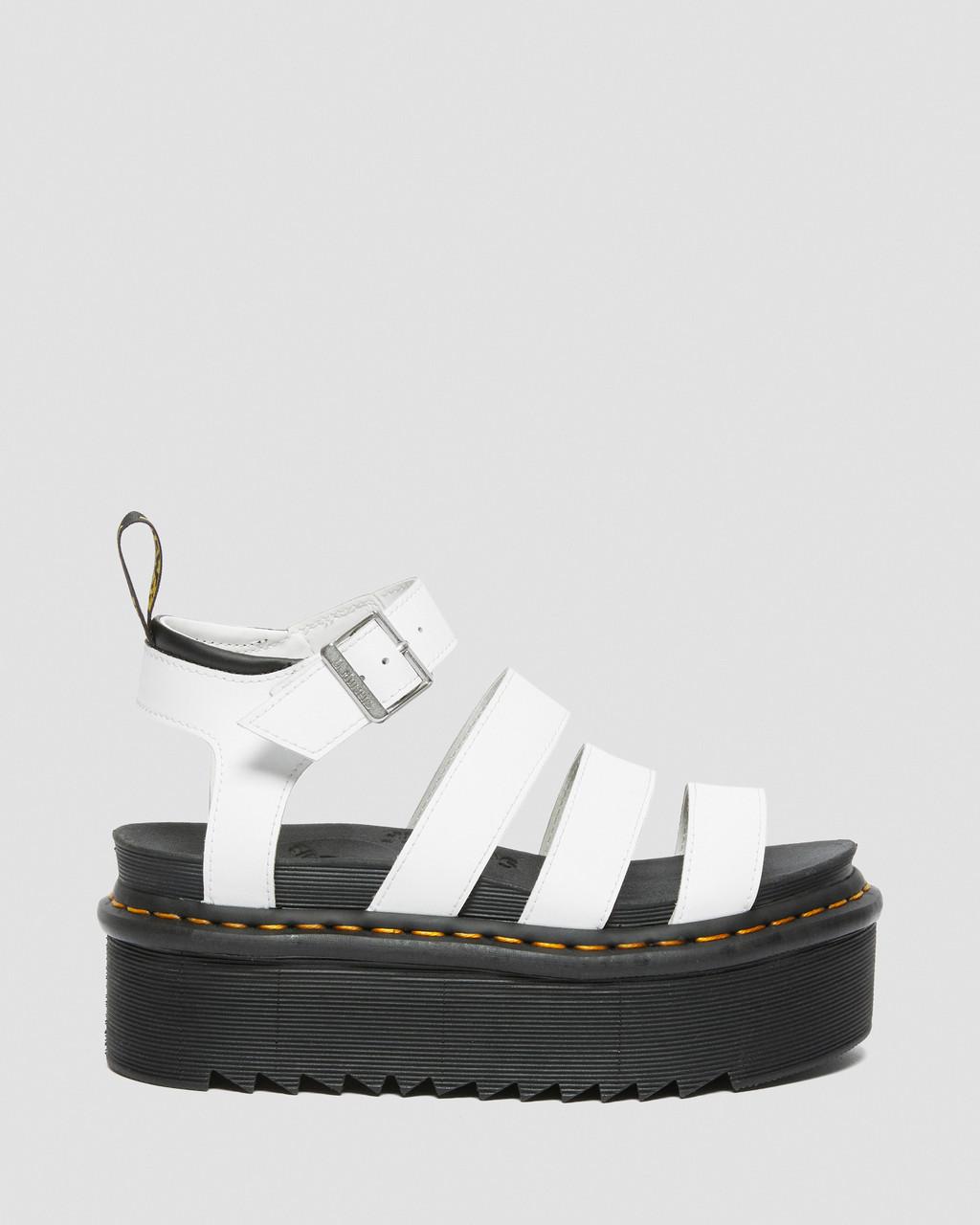Dámské Sandály Dr Martens Blaire Hydro Leather Platform Strap Bílé | 23725913