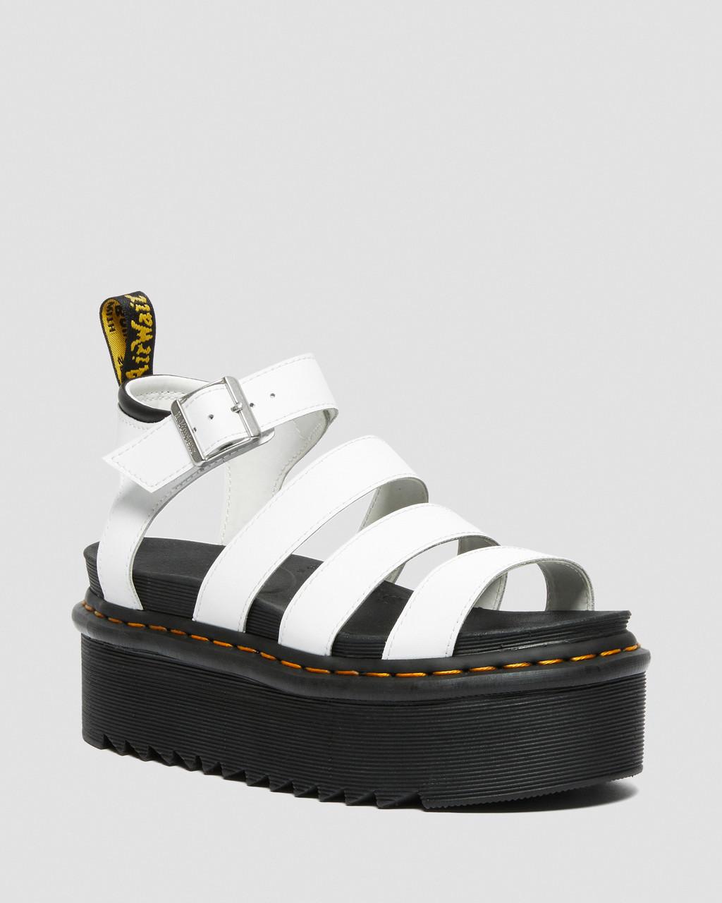 Dámské Sandály Dr Martens Blaire Hydro Leather Platform Strap Bílé | 23725913