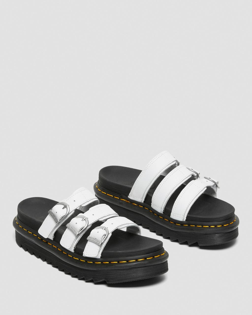 Dámské Sandály Dr Martens Blaire Leather Slide Bílé | 21651580