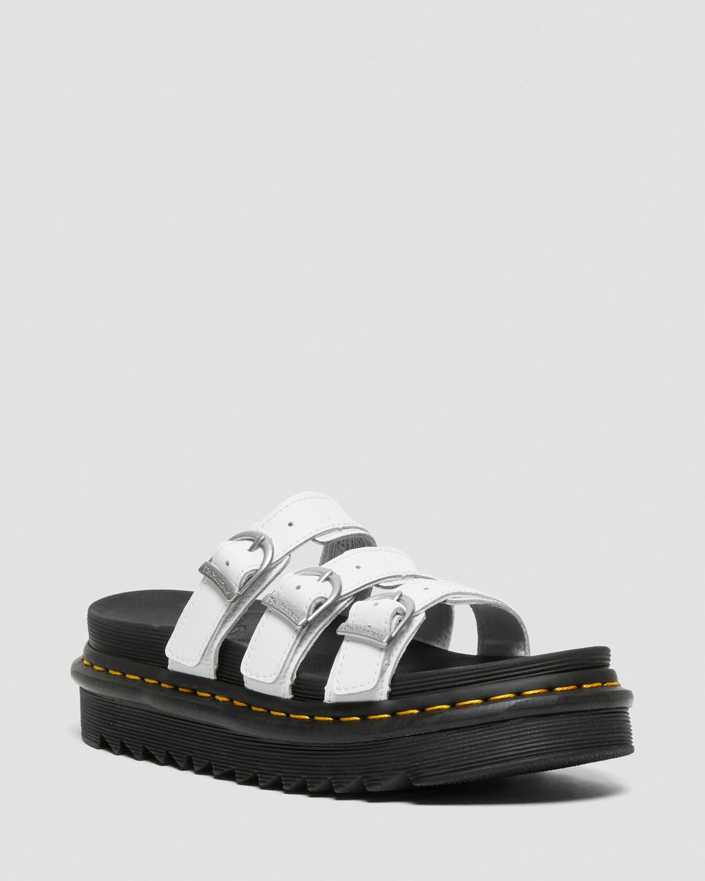 Dámské Sandály Dr Martens Blaire Leather Slide Bílé | 21651580