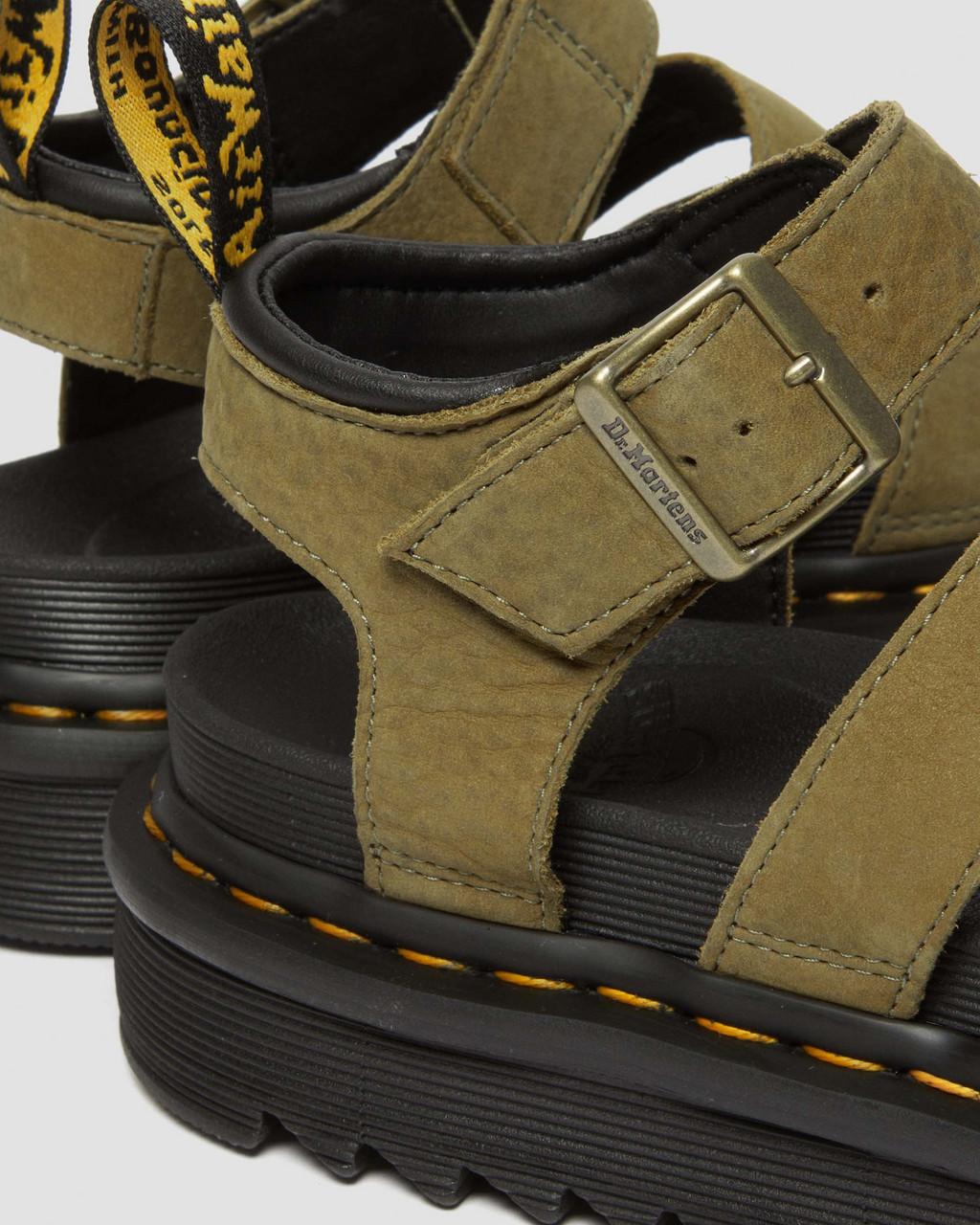 Dámské Sandály Dr Martens Blaire Tumbled Nubuck Leather Olivy Zelené | 15863719