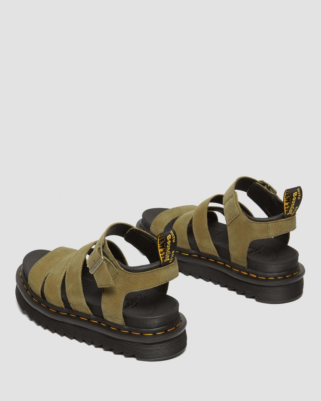 Dámské Sandály Dr Martens Blaire Tumbled Nubuck Leather Olivy Zelené | 15863719