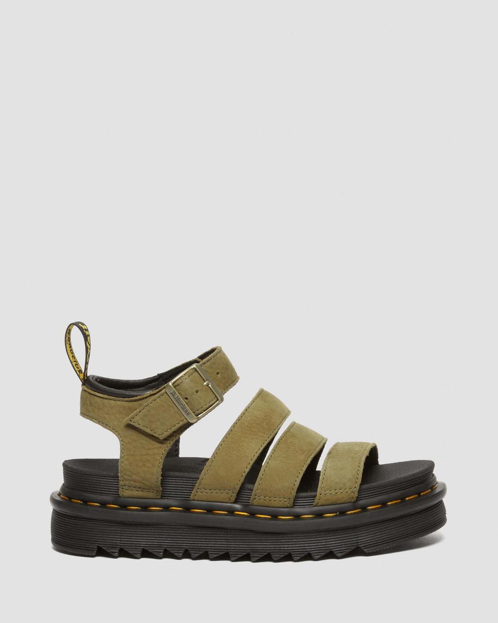 Dámské Sandály Dr Martens Blaire Tumbled Nubuck Leather Olivy Zelené | 15863719