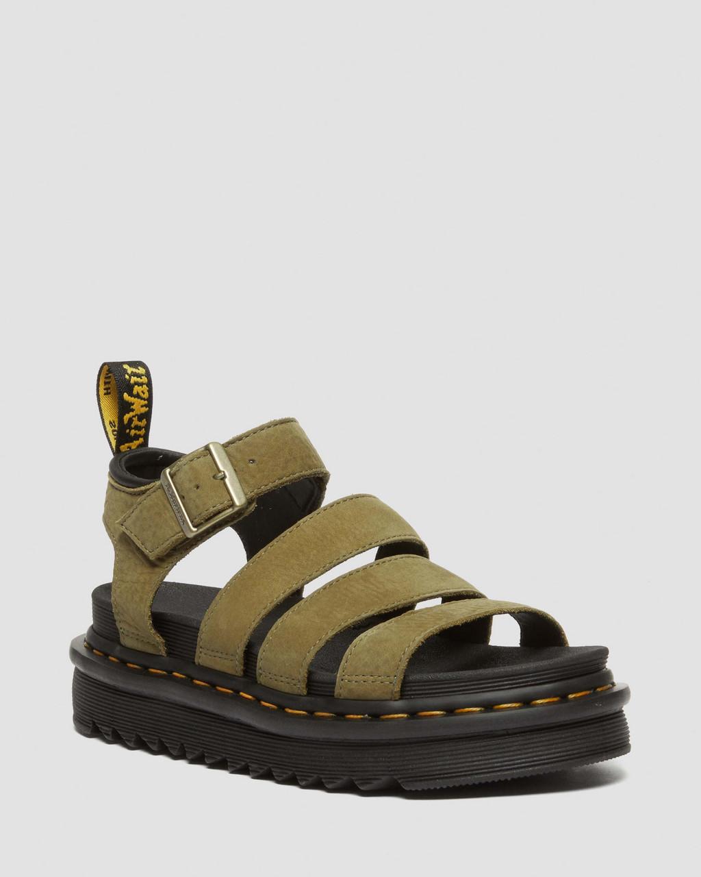 Dámské Sandály Dr Martens Blaire Tumbled Nubuck Leather Olivy Zelené | 15863719