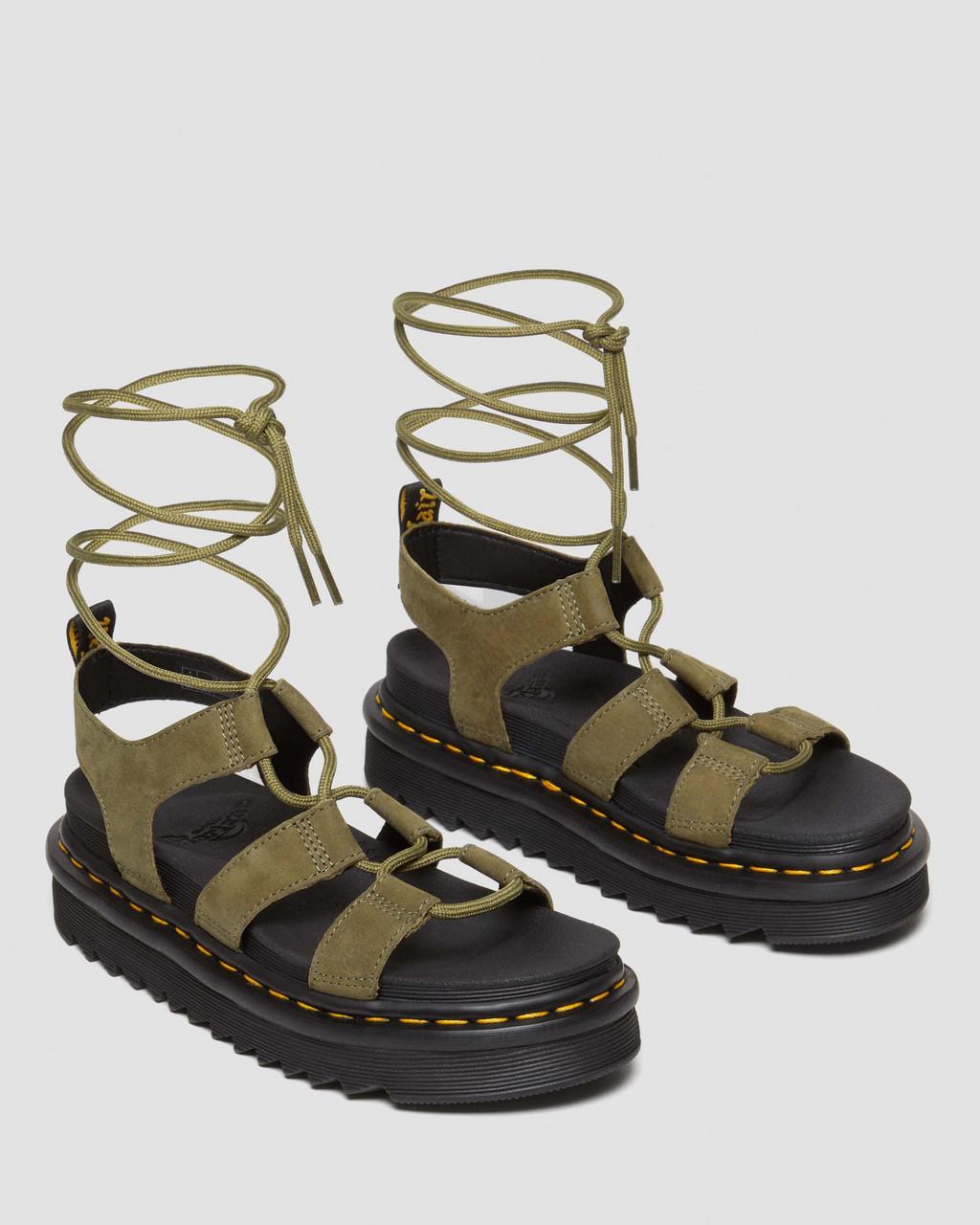 Dámské Sandály Dr Martens Nartilla Tumbled Nubuck Leather Gladiator Olivy Zelené | 73199079