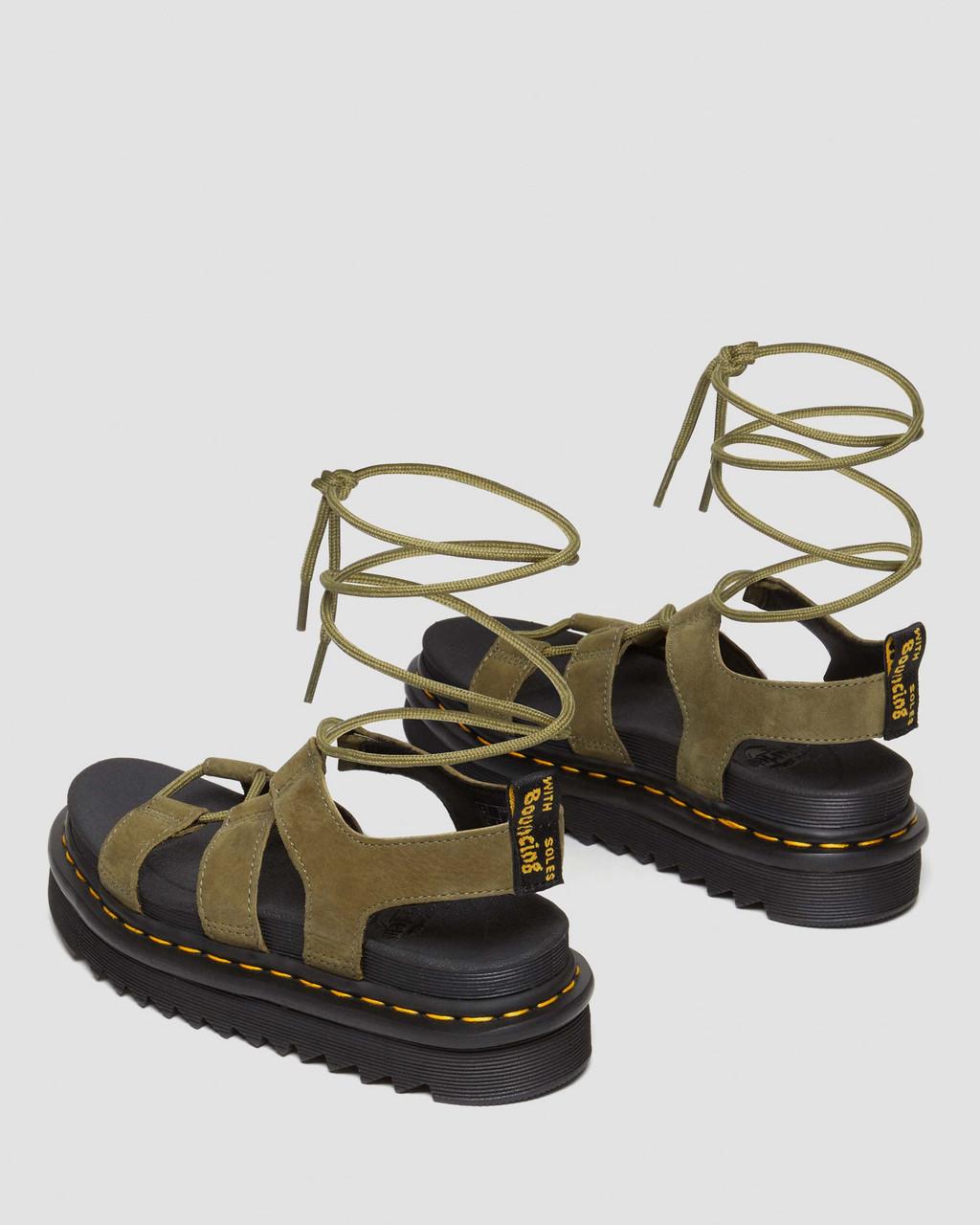 Dámské Sandály Dr Martens Nartilla Tumbled Nubuck Leather Gladiator Olivy Zelené | 73199079