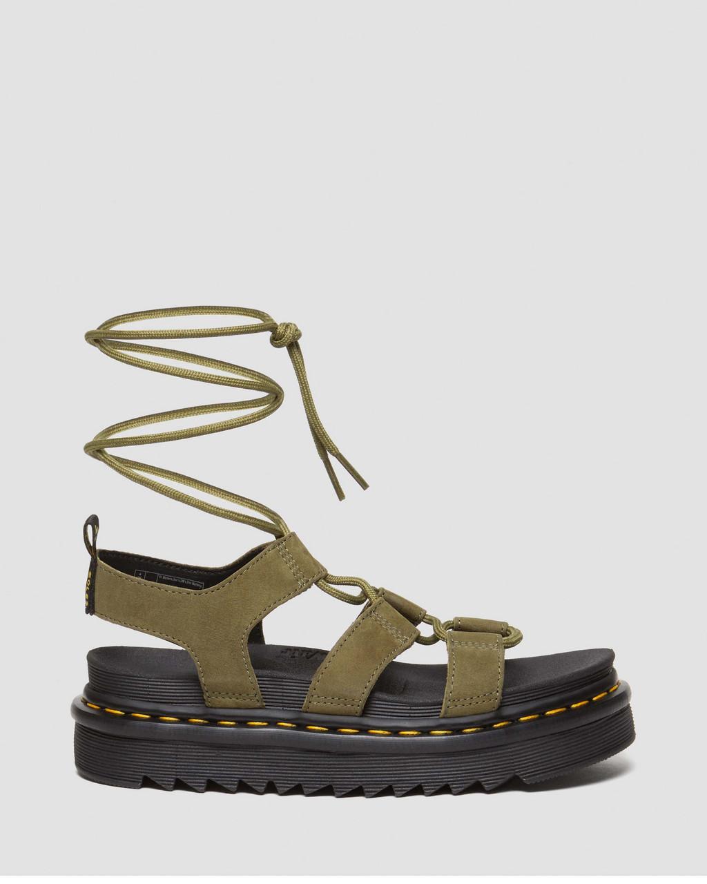 Dámské Sandály Dr Martens Nartilla Tumbled Nubuck Leather Gladiator Olivy Zelené | 73199079