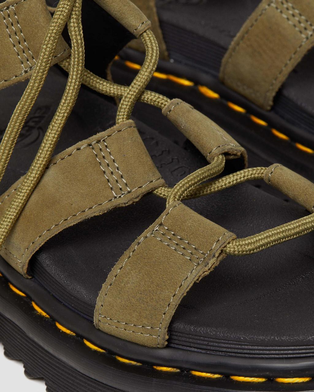 Dámské Sandály Dr Martens Nartilla Tumbled Nubuck Leather Gladiator Olivy Zelené | 73199079