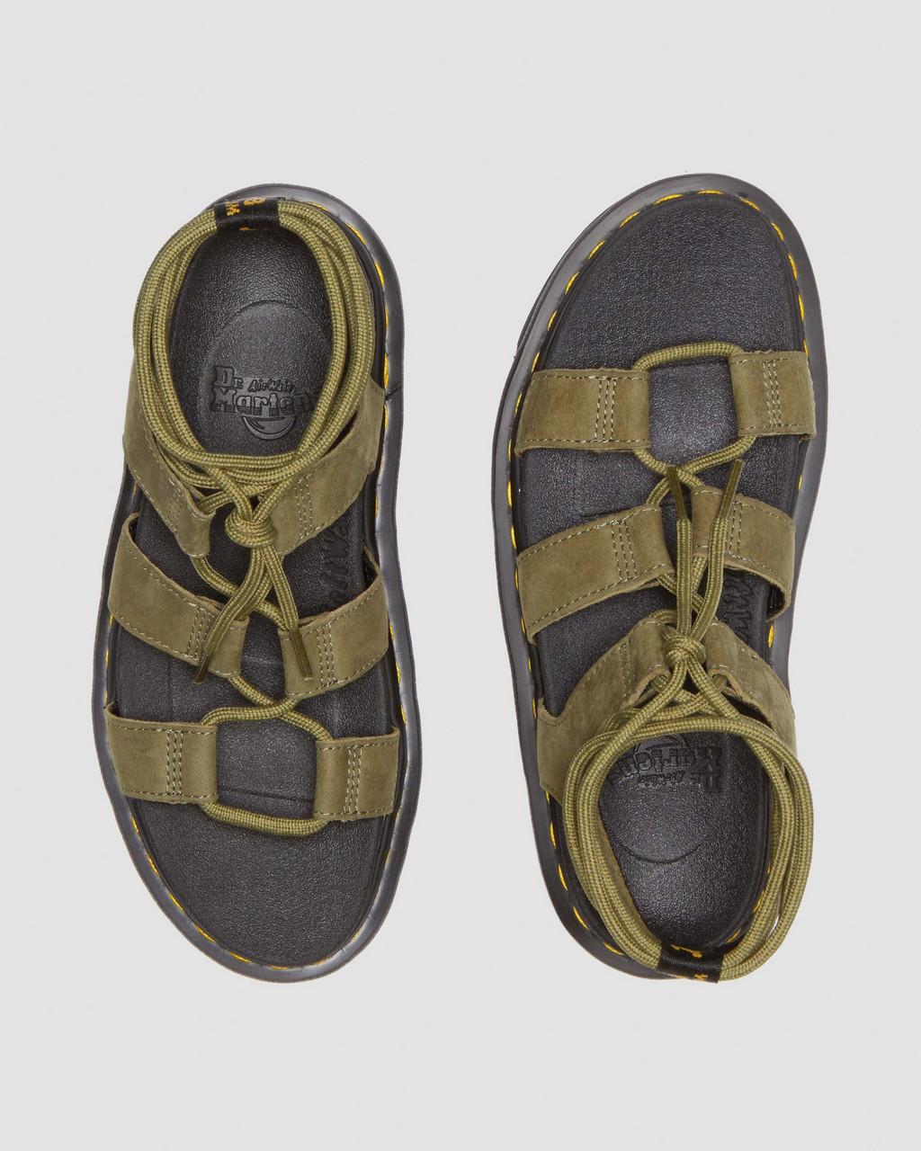 Dámské Sandály Dr Martens Nartilla Tumbled Nubuck Leather Gladiator Olivy Zelené | 73199079