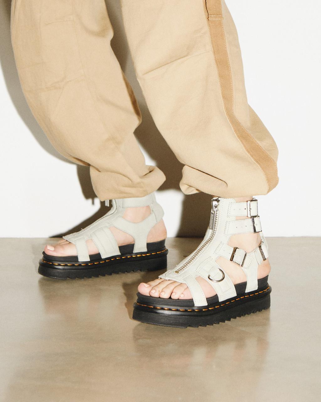 Dámské Sandály Dr Martens Olson Tumbled Nubuck Leather Gladiator Zip Mátově Zelená | 43416407